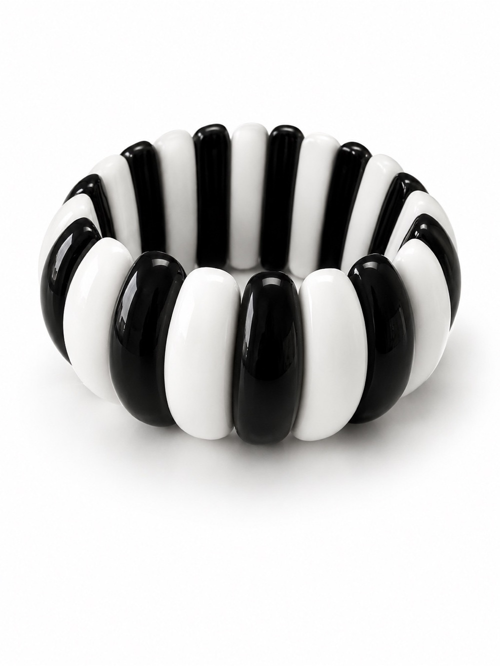 Vintage Style Black & White Stretch Bracelet – Bold Mod Statement